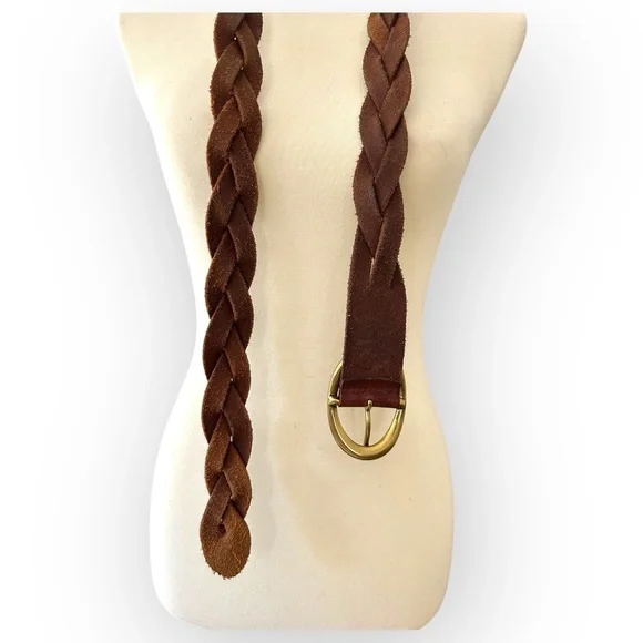 True Vintage Brown Gold Braided Oval Buckle Belt Size L - Picture 7 of 11